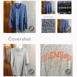 Clemson tee 2X & Harbor bay big🔵checked 3XL buttonup